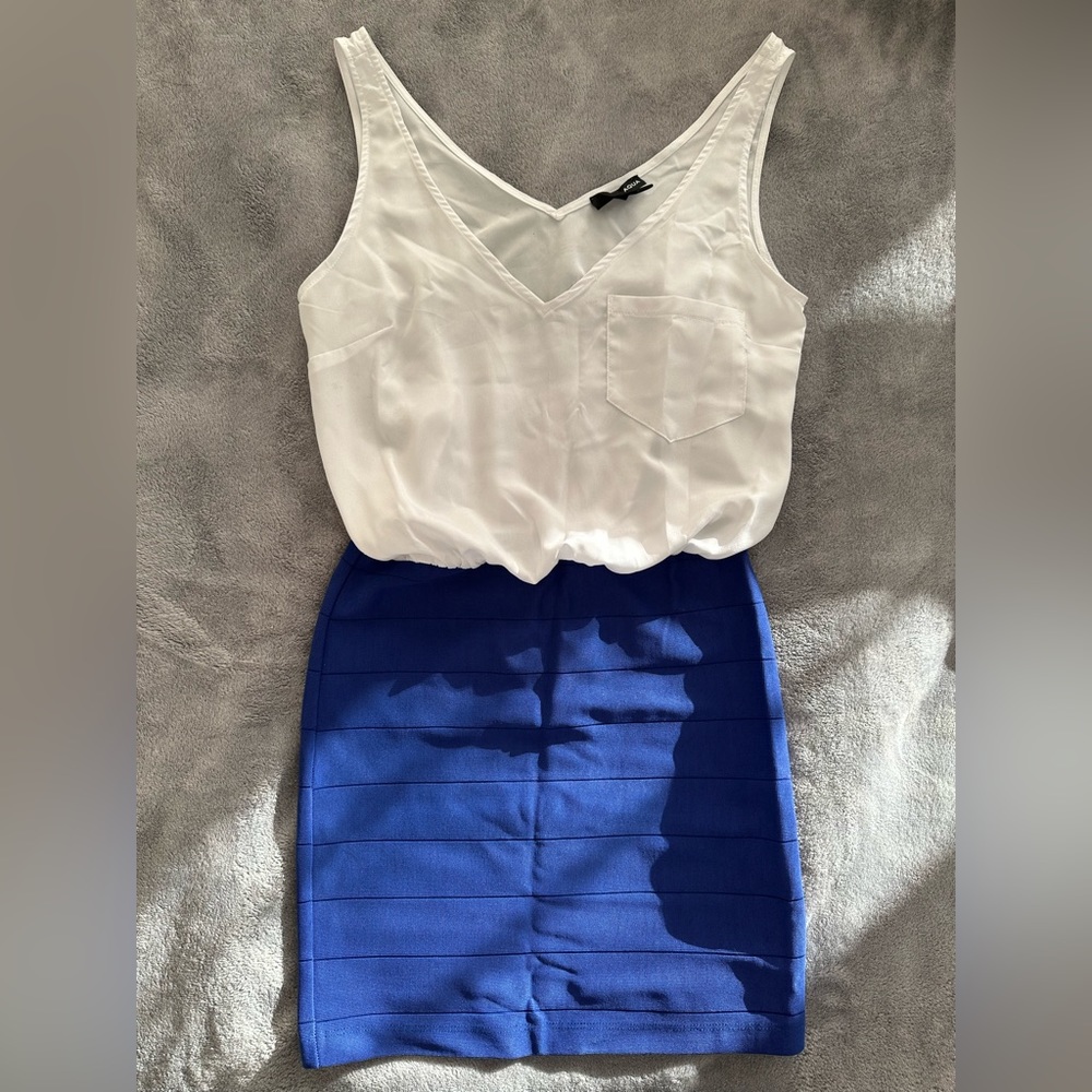 Bloomingdale’s AQUA Bodycon Color Block Mini Dress